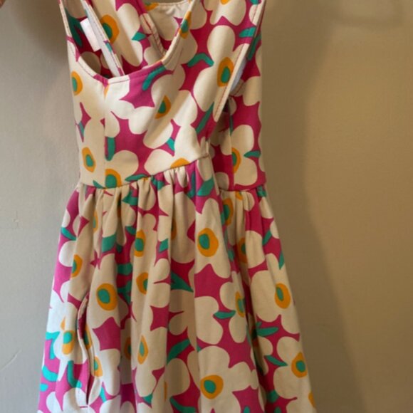 Hanna Anderson, Print Crossback Skater Dress with Pockets, Size 3, Bold Poppy - Picture 3 of 4